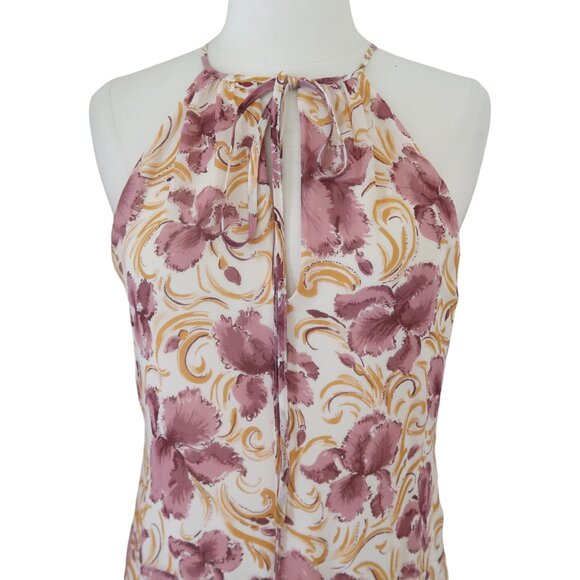 COLLETTE DINNIGAN Floral print silk dress sz M - Picture 2 of 5